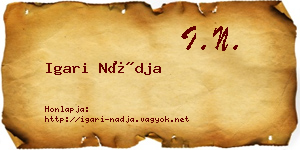 Igari Nádja névjegykártya